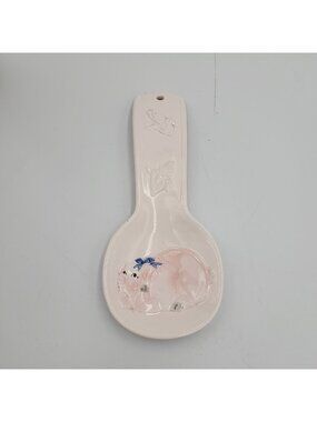 Vintage Mary Ann Baker Pig Spoon Rest Ceramic Pink 8"  Farmhouse